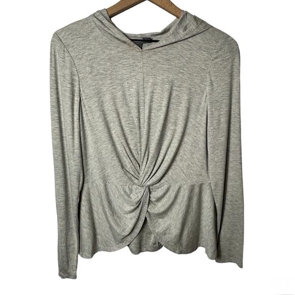 SWEATY BETTY TORI TWIST FRONT HOODED PULLOVER GREY LONG SLEEVE HOODIE SIZE US 6 - Picture 2 of 8